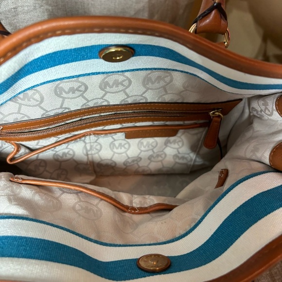 🔥SALE! Michael Kors Hamilton Canvas Striped Large North South Tote - Picture 14 of 15